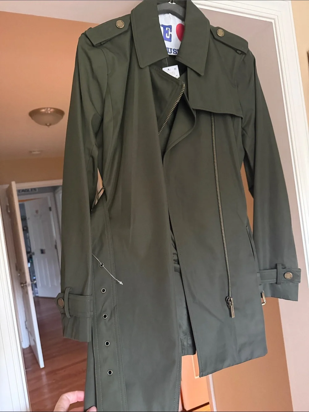 Michael Kors Olive Green Asymmetric Trench Coat